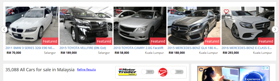 Featured position in car Listing page
